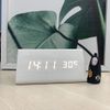 Đồng Hồ Để Bàn LED bằng gỗ hiển thị thời gian, nhiệt độ để bàn cao cấp, trang trí hình chữ nhật - Vaithuhay