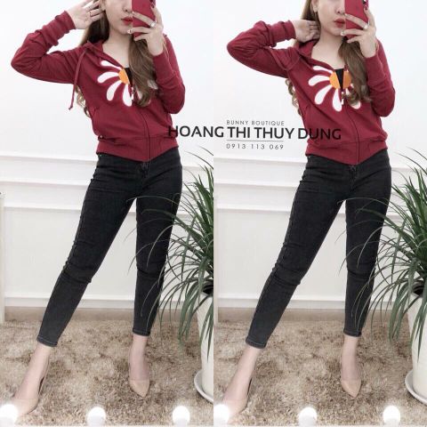 Áo khoác da cá chống nắng tản nhiệt thêu hoa 8 cánh FRONT C129