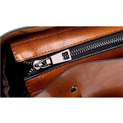giỏ sách da cao cấp trỗng gãy nhăn da ERIK A124
