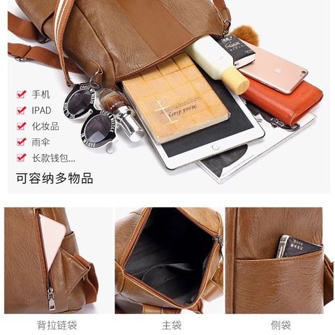 Ba lô da cao cấp da trơn kèm cục bông A128 ERIK