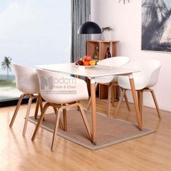Bộ bàn ghế phòng ăn TE DSW HAY thân nhựa chân gỗ hcm