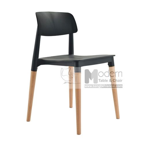 Ghế nhựa chân gỗ màu đen FILLY-S7