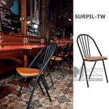 TL SURPIL-TW | Ghế nhà hàng cafe thép sơn tĩnh điện có nệm gỗ xếp chồng
