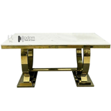 Bộ bàn ăn chân inox vàng Luxury 1B-160E_RoyaL 2B