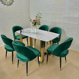 Bộ bàn ăn 6 ghế chân vàng MOON-14E_LARA 2C-F