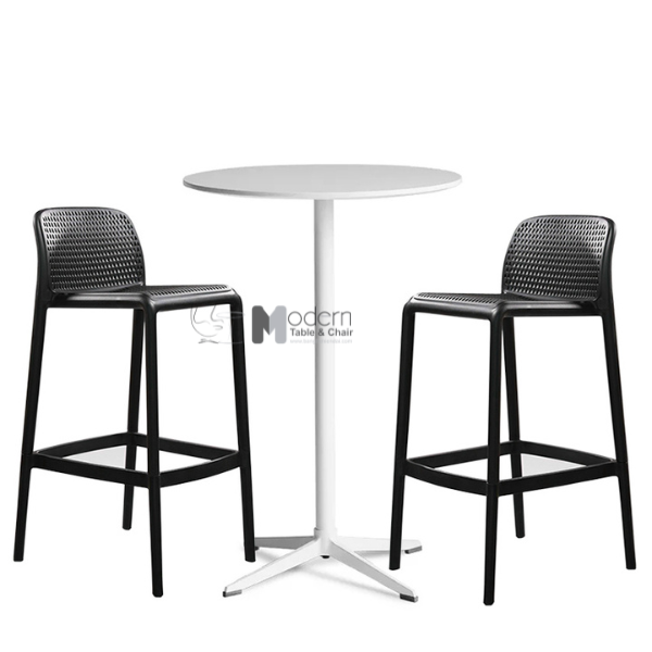 Bộ bàn tròn 2 ghế bar nhựa TB1535-06W_CB2157-S