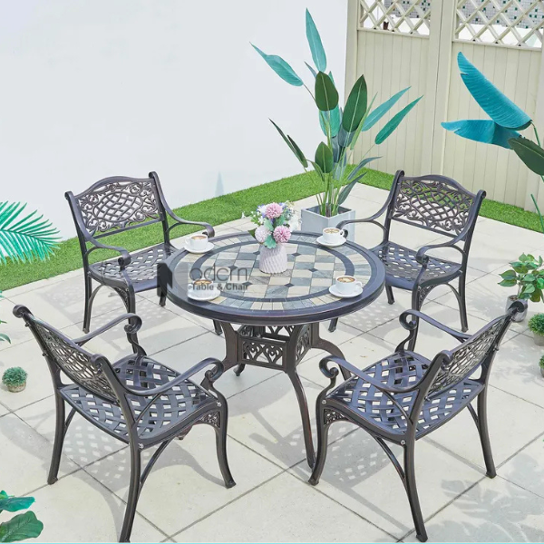 Bộ bàn outdoor tròn 4 ghế TE2037-94A_CC2010-A