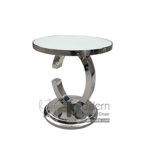 Bàn trà tròn chân inox trắng TS0939-05G