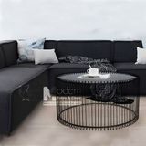 Bàn sofa kính tròn chân sắt sơn hiện đại KOPA