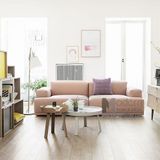 Bàn sofa góc mặt tròn gỗ sồi TS MUUTO-04