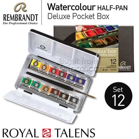 Màu nước Rembrandt half-pan, hộp Metal Basic 12 màu