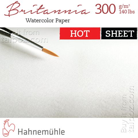 Giấy màu nước Britannia 300gsm hot-pressed, tờ lẻ