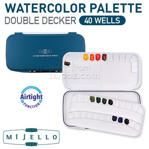 Bảng pha màu nước Mijello Airtight Double Decker, 40 ngăn