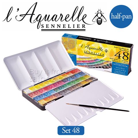 Màu nước hạng họa sĩ Sennelier Aquarelle, hộp halfpan 48 màu