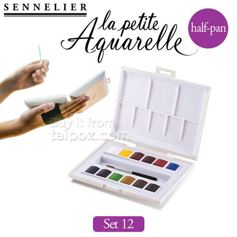 Màu nước Sennelier La Petit, hộp halfpan 12 màu