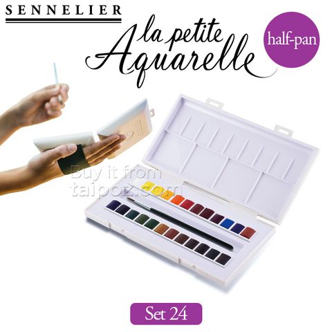 Màu nước Sennelier La Petit, hộp halfpan 24 màu