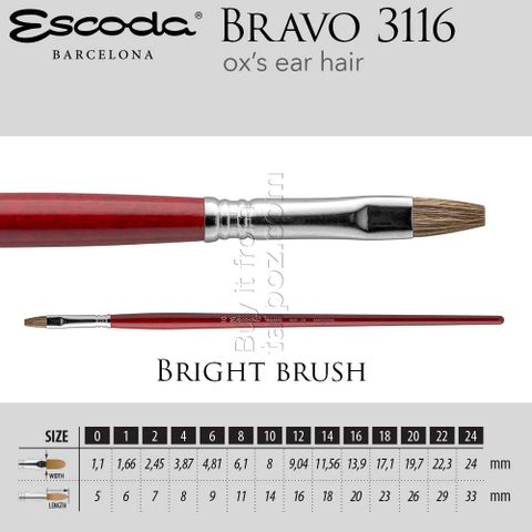 Cọ màu nước & sơn dầu Escoda Bravo 3116 - cọ dẹt