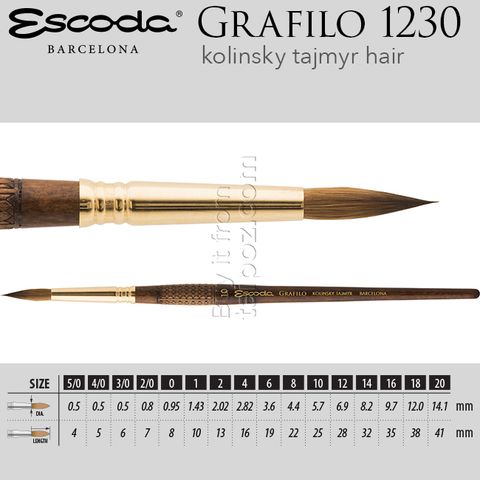 Cọ tròn vẽ màu nước Escoda Grafilo 1230