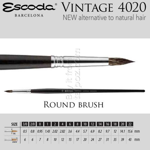 Cọ sơn dầu & acrylic Escoda Vintage 4020 - cọ tròn