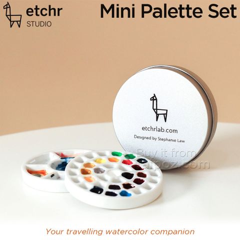 Bộ palette pha màu Etchr bằng gốm loại mini