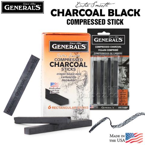 Chì than thỏi General's Compressed Charcoal, Black