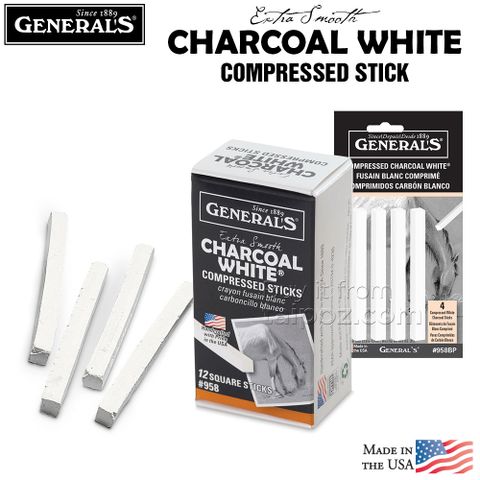 Chì than thỏi General's Compressed Charcoal, White