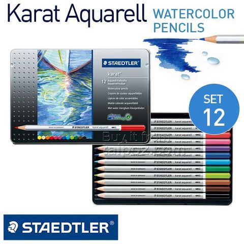 Chì màu nước Staedtler Karat Aquarell, hộp 12 màu