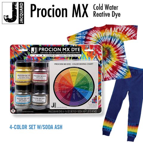 Thuốc nhuộm lạnh Jacquard Procion MX - Bộ 04 màu kèm Soda Ash