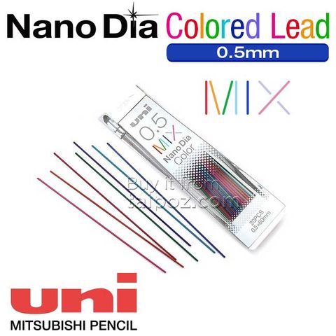 Ruột chì kim Uni Nano Dia 0.5mm - hộp 7 màu