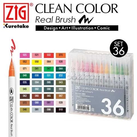 Bút lông Zig Clean Color Real Brush, bộ 36 màu