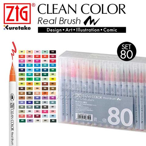 Bút lông Zig Clean Color Real Brush, bộ 80 màu