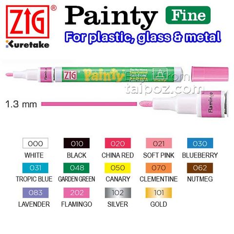 Bút vẽ trên nhựa, kính, kim loại Zig Painty, nét Fine