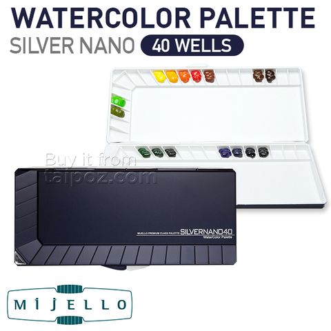 Bảng pha màu nước Mijello Silver Nano, 40 ngăn