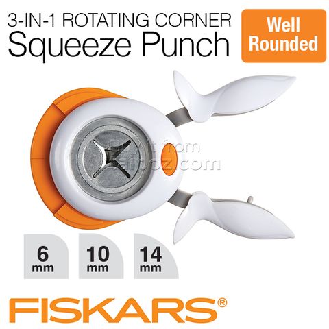 Dụng cụ bấm góc 3-in-1 Fiskars Squeeze Punch, bo góc tròn
