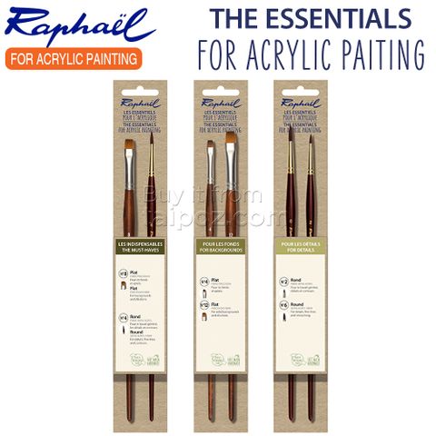 Bộ cọ vẽ màu acrylic Raphael GREEN Essential Acrylic Brush Set