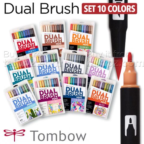 Bút Tombow Dual Brush, bộ 10 màu