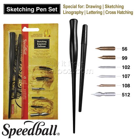 Bút chấm mực Speedball - bộ Sketching