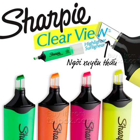 Bút highlight ngòi xuyên thấu Sharpie Clearview Highlighter