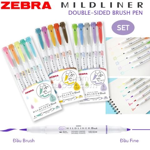 Bộ bút brush 2 đầu Zebra Mildliner