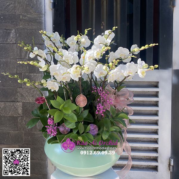 Bình hoa lan mini trắng nhỏ xinh LHD-667