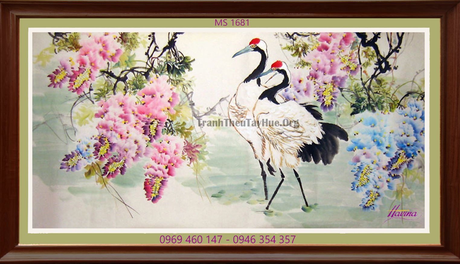 TRANH THÊU CHIM HẠC MS 1681