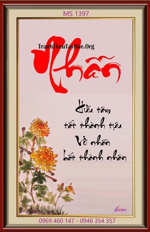 TRANH THÊU CHỮ NHẪN MS 1397