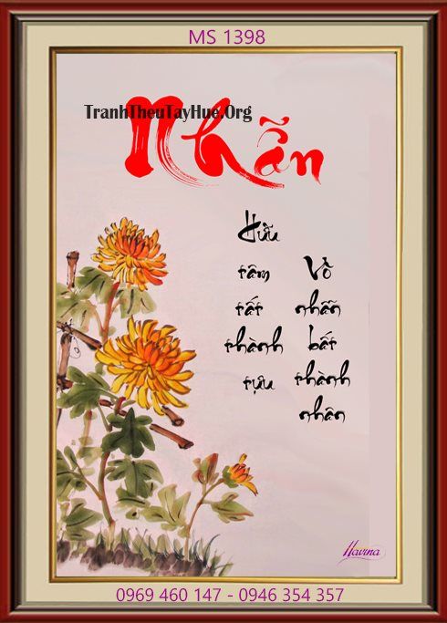 TRANH THÊU CHỮ NHẪN MS 1398