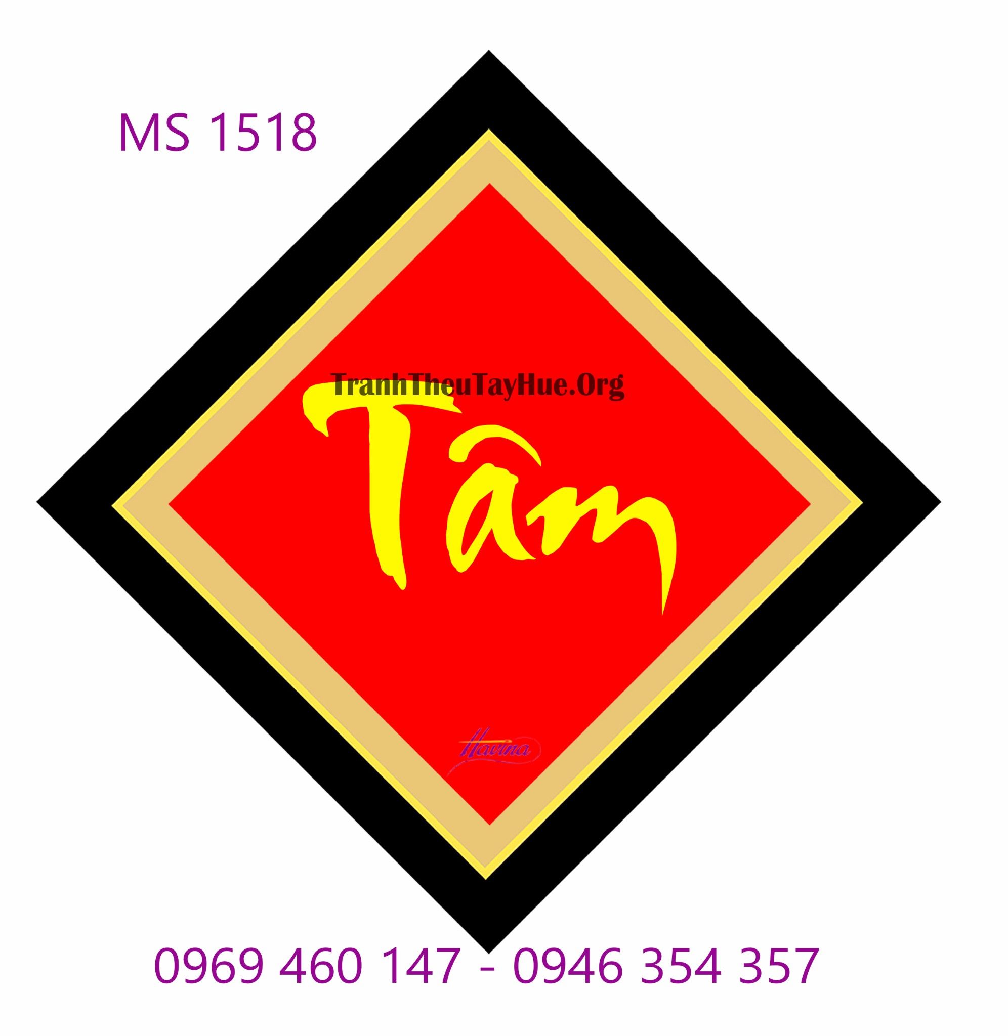 TRANH THÊU CHỮ TÂM MS 1518