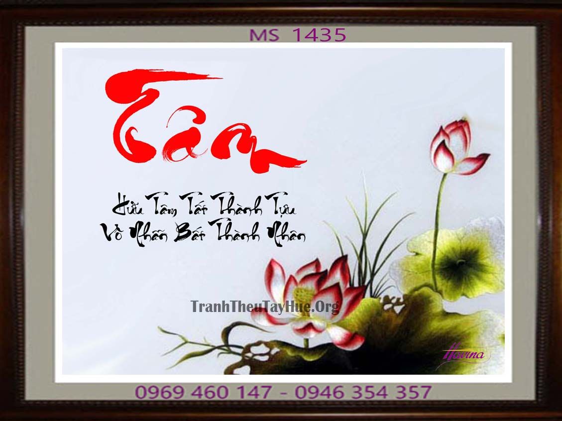 Tranh thêu chữ tâm MS1435