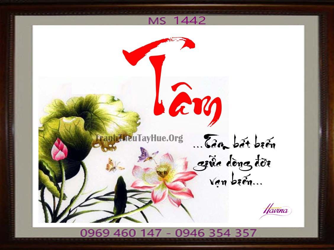 Tranh thêu chữ tâm MS1442