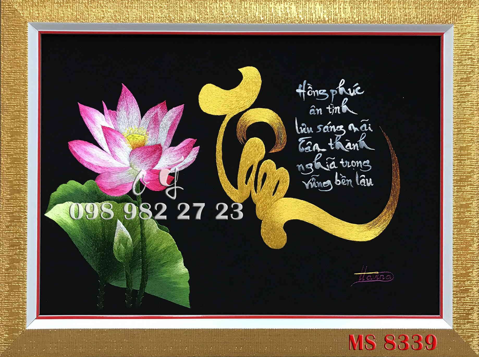 Tranh Thêu Chữ Tâm MS 8339