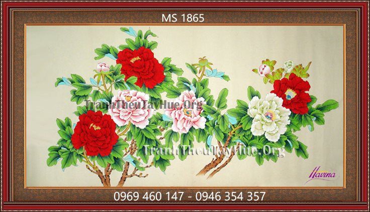 TRANH THÊU HOA MẪU ĐƠN MS 9 BÔNG 1865