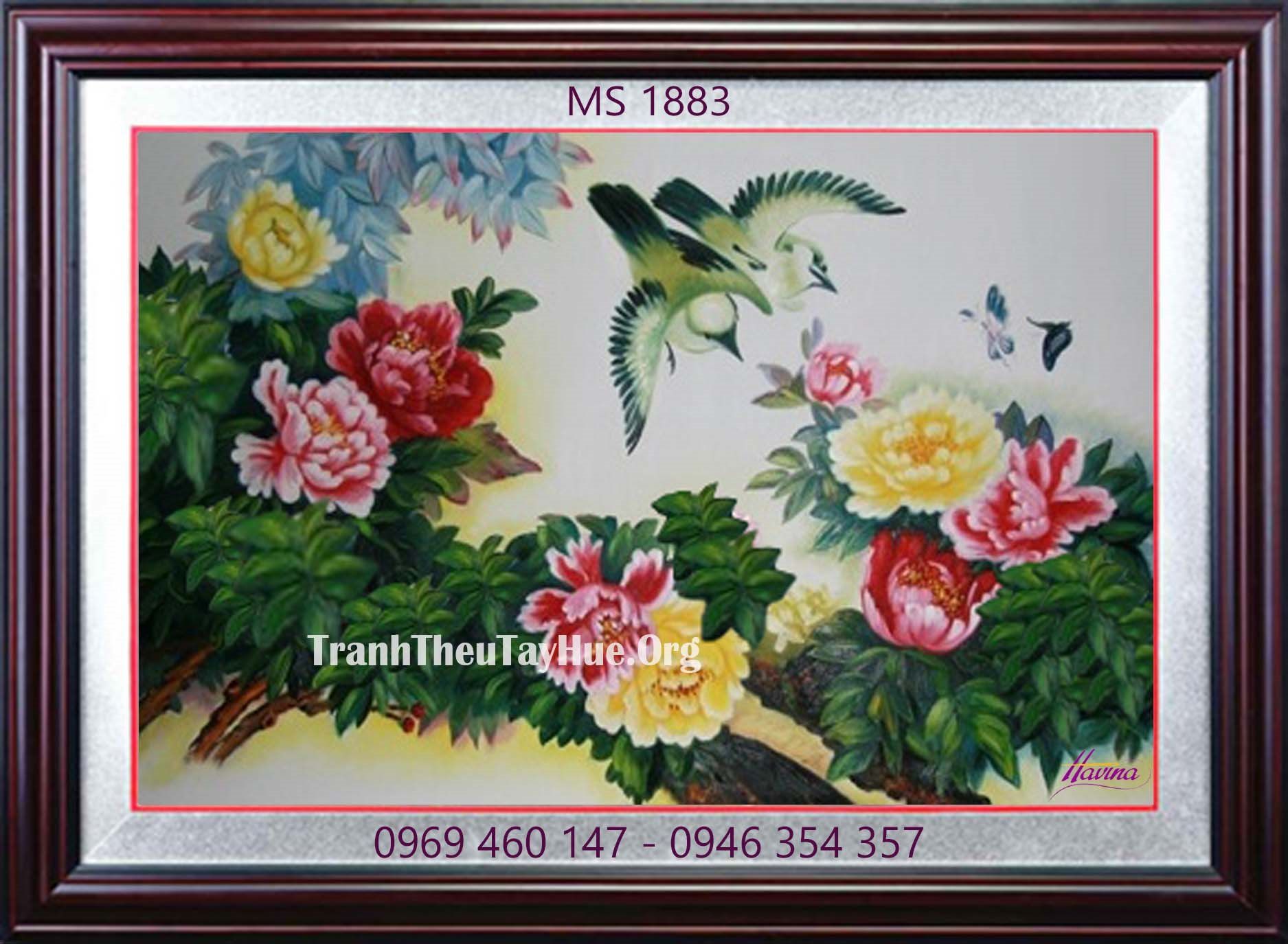 TRANH THÊU HOA MẪU ĐƠN 9 BÔNG MS 1883