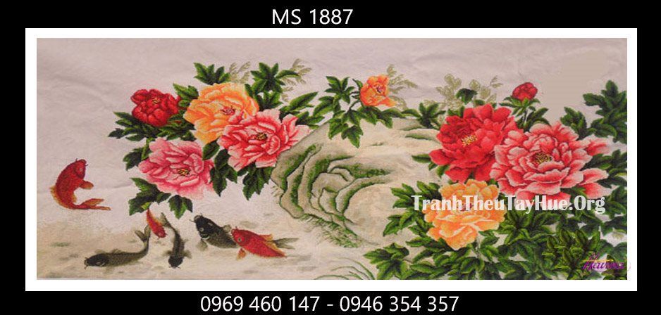 TRANH THÊU HOA MẪU ĐƠN 9 BÔNG MS 1887